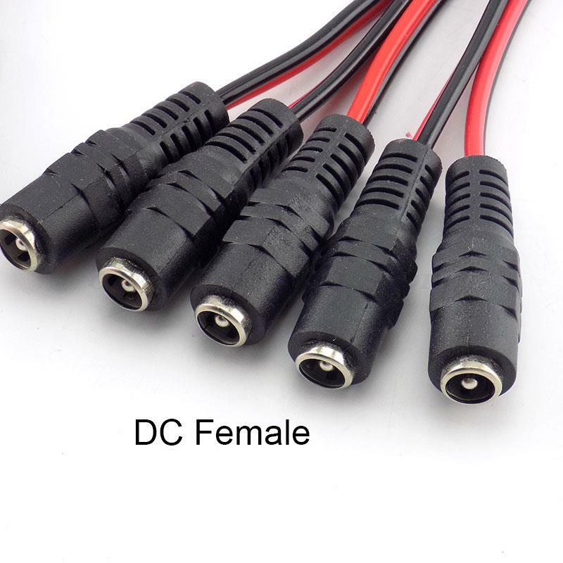 Conectores de Cable de extensión para cámara CCTV, adaptador de tira de luz LED, macho y hembra, DC 12v, 2,1x5,5mm
