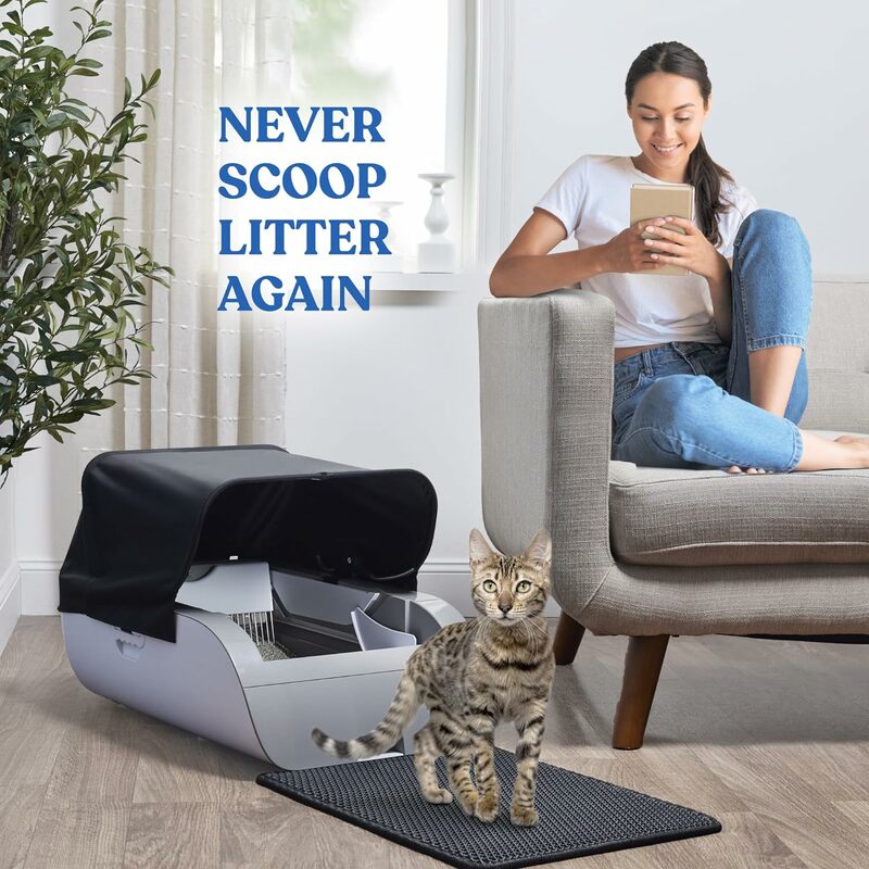 Caixa de lixo automática inteligente para gatos, auto-limpeza, eliminador de odores embutido, funciona com aglomeração, sem recargas caras