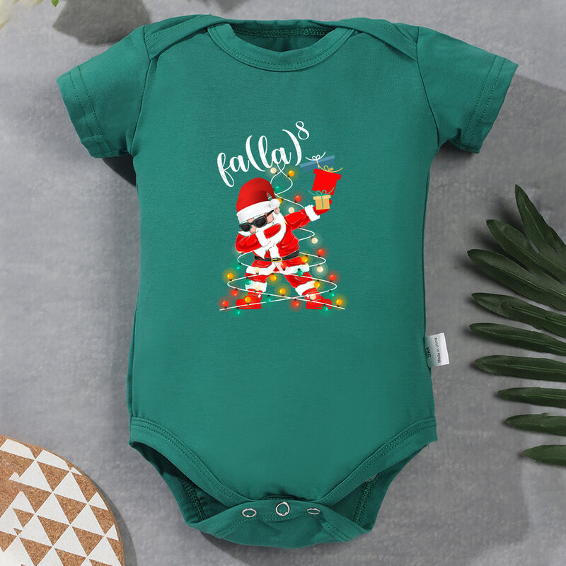 Esquadrão do Natal Roupa bonito da menina do bebê, algodão verde, bodysuits recém-nascidos macios, confortáveis, pijamas infantis do Onesie, presente fino, véspera do Natal