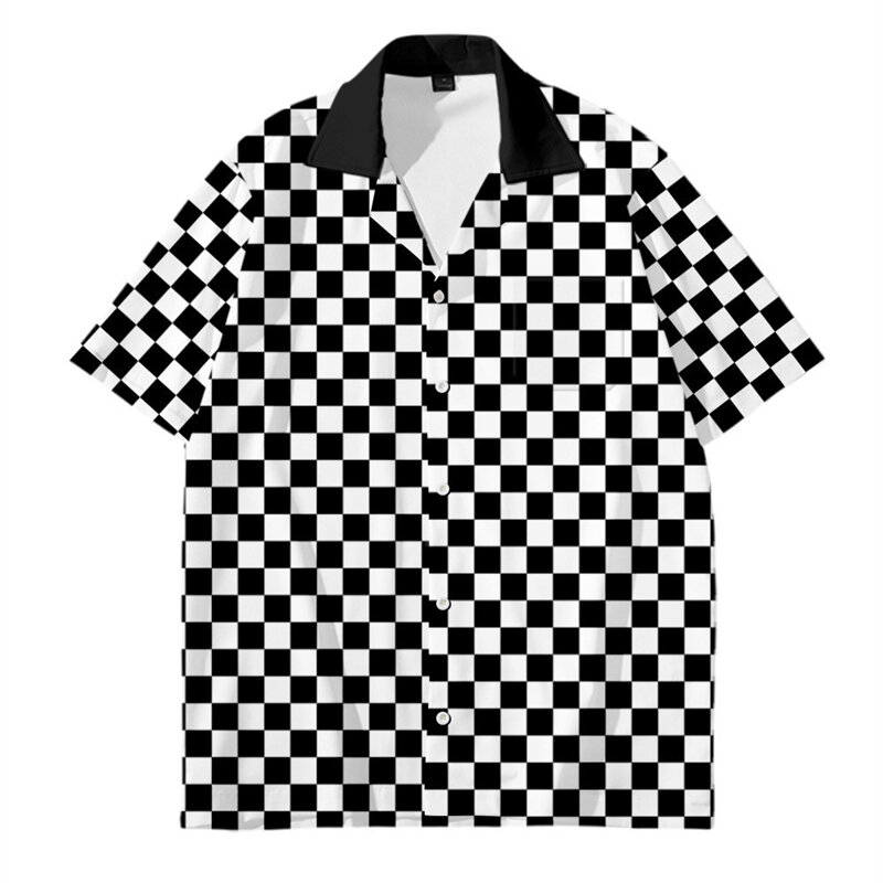 Heren Designer Kleding Zwart-Wit Shirts Met Stipprint Oversized Zomer Reizen Hawaii Strand Hawaiian Harajuku Camisa Masculino