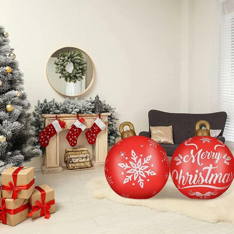 Bola Natal besar, bola Natal besar tahan aus dan dapat digunakan kembali luar ruangan dekorasi Natal tiup untuk Natal luar ruangan
