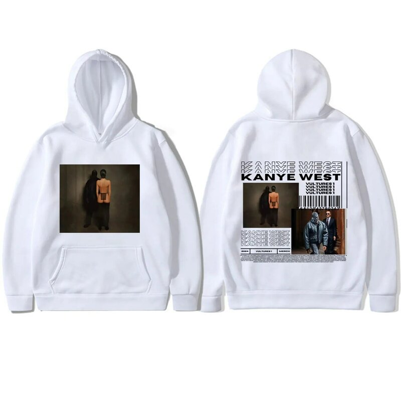 Rapper Kanye West Vultures 1 Poster Print Hoodie Hip Hop Trend Vintage Hooded Sweatshirts Fashion Casual Fleece Pullovers Unisex