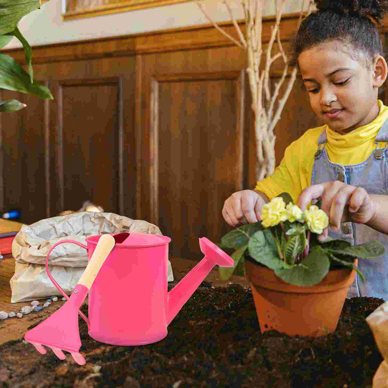 ชุดอุปกรณ์ทำสวน2ชุดทำสวนกลางแจ้งของเล่นเด็กพร้อมถุงมือกระเป๋าหิ้วการดน้ำต้นไม้คราดแบบพกพา
