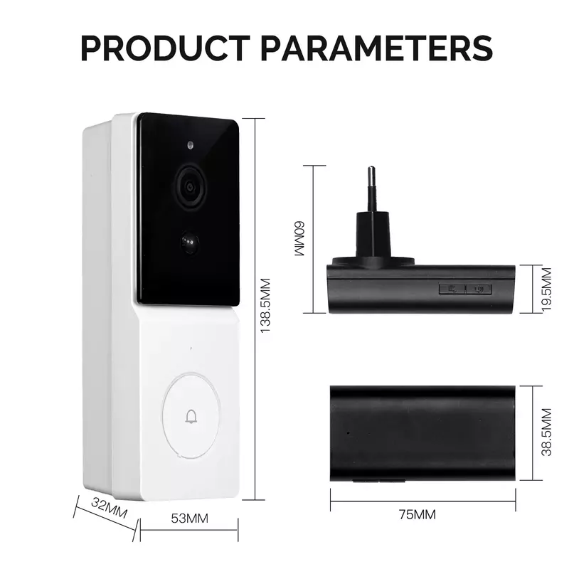 MOES-Câmera de campainha de vídeo WiFi inteligente, interfone de áudio bidirecional, visão noturna, produto de porta sem fio, segurança doméstica, tuya