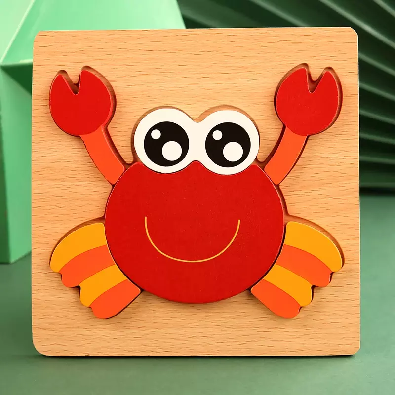 하이 퀄리티 3D 나무 퍼즐 아기 만화 동물 교통 퍼즐, 조기 학습 인지 게임 퍼즐 장난감
