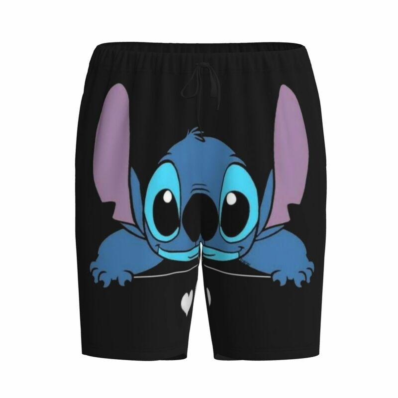 Custom Cartoon Animation Stitch Pajama Bottoms Men's Lounge Sleep Shorts Drawstring Sleepwear Pjs with Pockets
