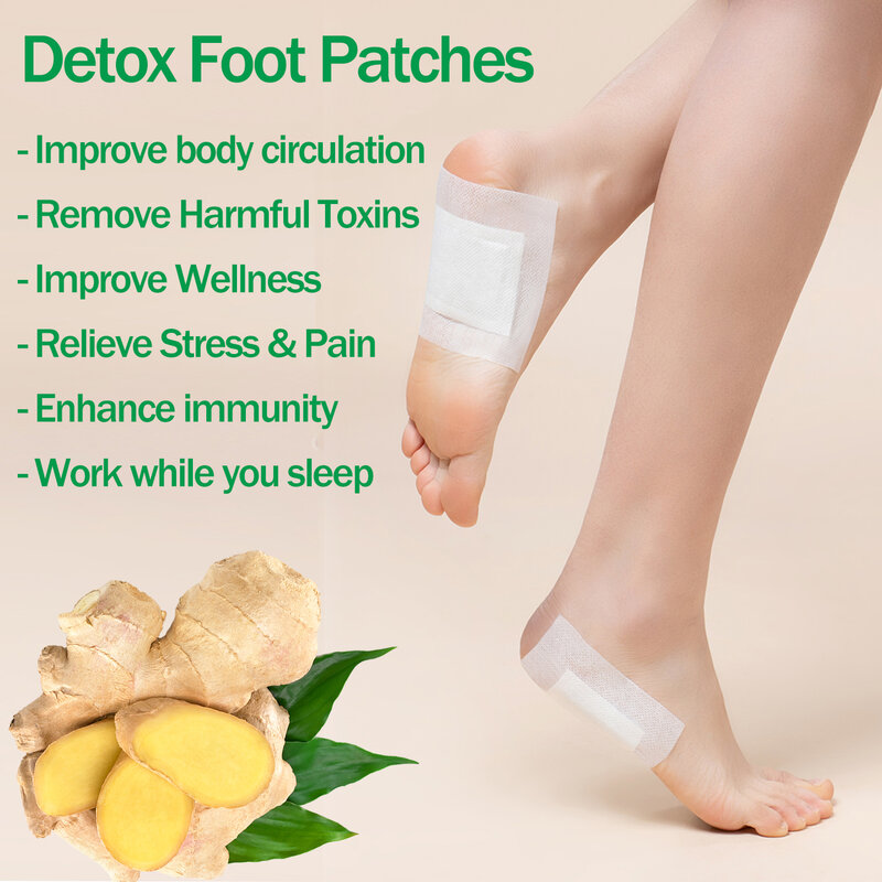 Detox Foot Patch Absinto, Almofadas Desintoxicantes para os Pés, Melhorar o Sono, Aliviar o Estresse, Fadiga, Emagrecimento Gengibre, Limpeza Corporal