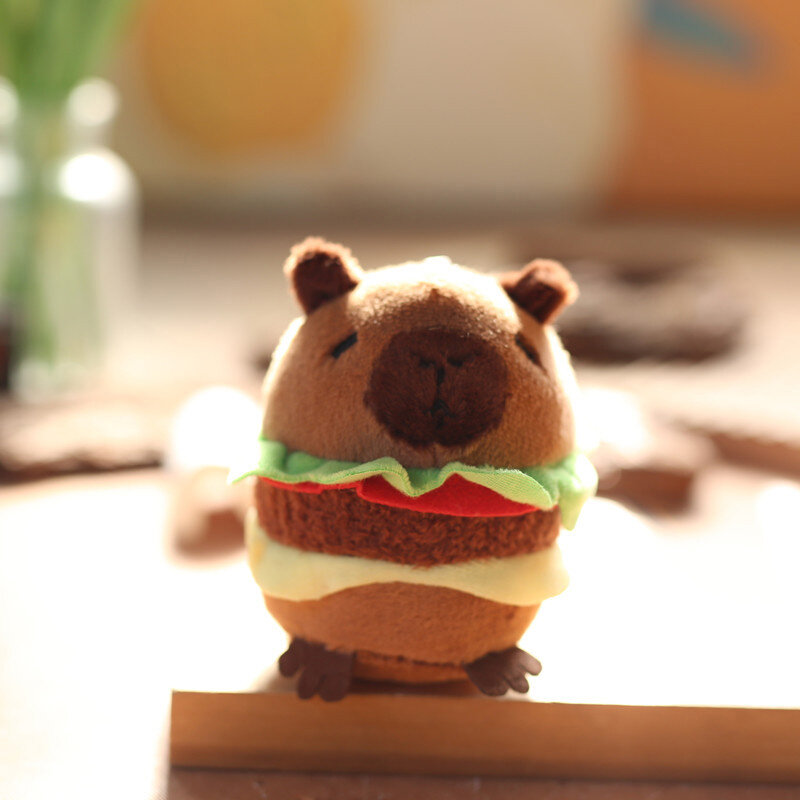 Capybara Hamburg-mochila de juguete de felpa para niños, llavero colgante de coche, accesorios de bolsa, regalo para niños, 12cm