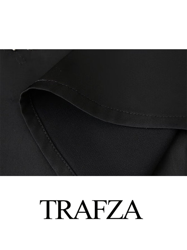 Trafza เสื้อเชิ้ตผู้หญิงแขนยาวปักลูกปัดกระดุมแถวเดียวสไตล์วินเทจแฟชั่นฤดูใบไม้ผลิ