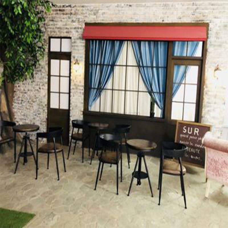 Iron Dining Chair Leisure Chair Negotiation Chair American Solid Wood Milk Tea Shop Cafe Table and Chair Combination