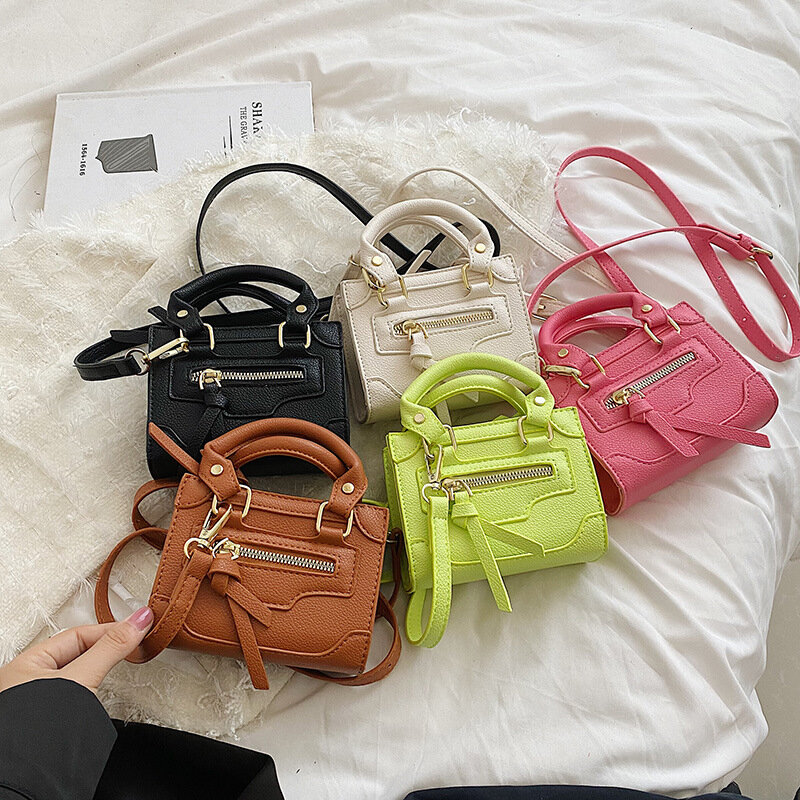 Mini bolsos con patrón de lichi para mujer, monedero de Color caramelo, Pintalabios, bolsos de diseñador, bolso de motocicleta de lujo