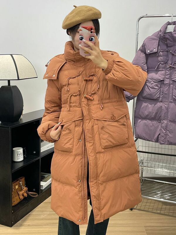 Abrigo de plumón para mujer, chaqueta multifuncional con cremallera y capucha, Parka elegante, moda de invierno, T559, 2024