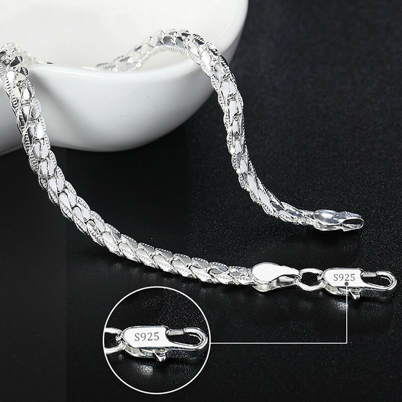 Благородный браслет-цепочка из стерлингового серебра 925 пробы для женщин и мужчин, подвеска, модные ювелирные изделия, бесплатная доставка