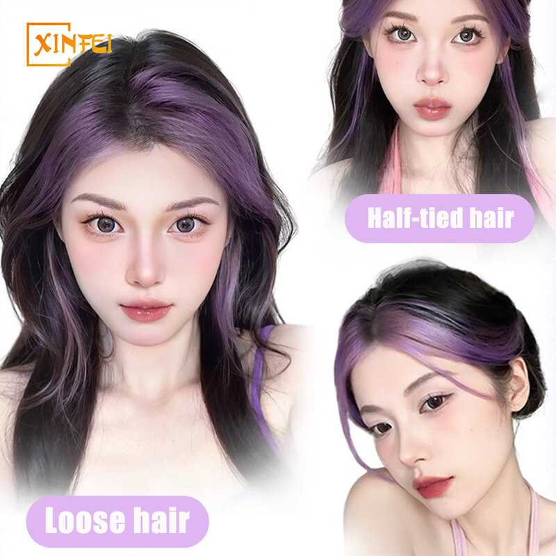 La testa sintetica aumenta la parrucca dei capelli pezzo femminile mette in evidenza Dream Purple Eversion metà Split otto caratteri frangia parrucca pezzo
