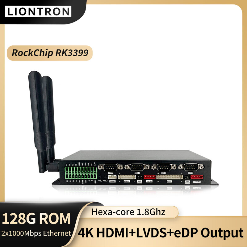Liontron SST-3399 Mini PC Rockchip RK3399 6 Core Dual Gigabit 4GB RAM 4K Industrial Embedded HDMI LVDS eDP 128GB 4G Net Computer