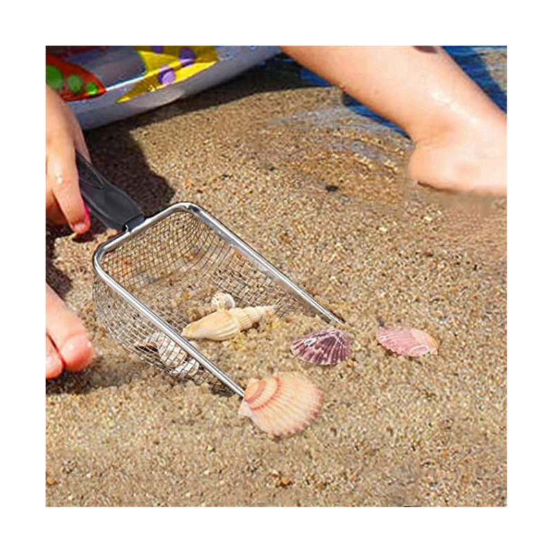 Pá de malha de praia para coleta de concha, crianças filtram areia para colher conchas, Sifter Dipper