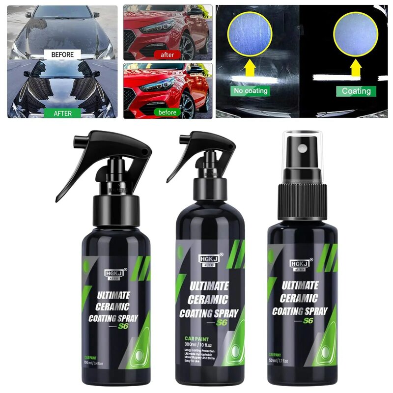 300ml Ceramic Car Coating Polishing Spray HGKJ 9H Hydrophobic Liquid Quick Coating Anti-scratch Nano Wax Car Paint Care S6