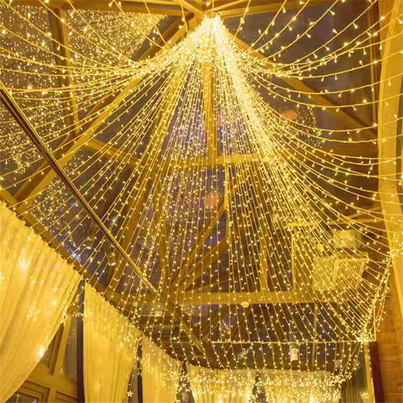 Kreatywna choinka LED wróżka łańcuchy świetlne na zewnątrz 8 trybów 10M-100M wodoodporna girlanda świetlna ogrodowa na imprezę dekoracje ślubne