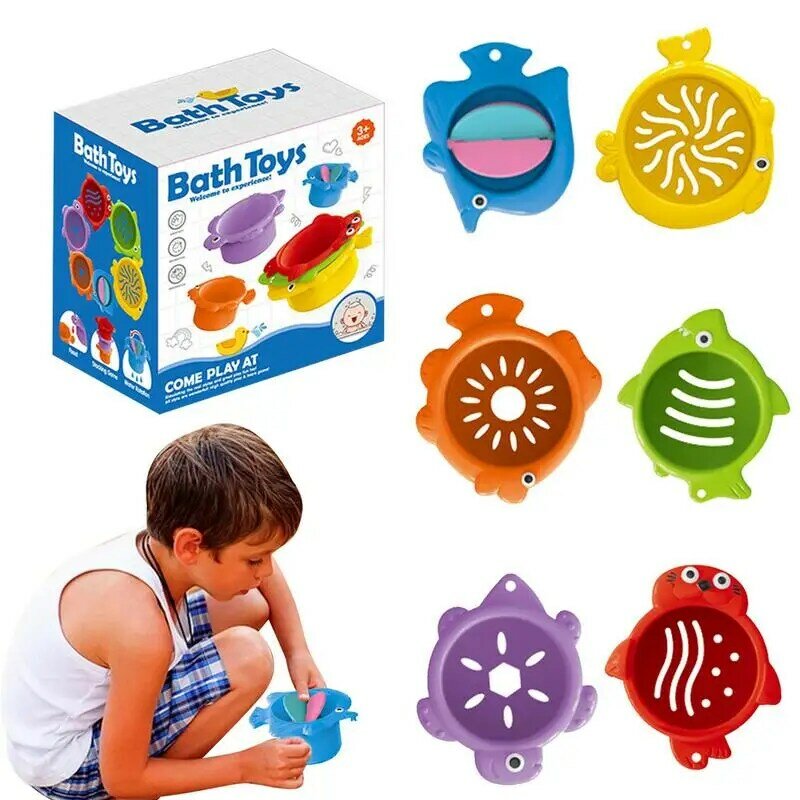 Brinquedos de banheira empilháveis para crianças, Brinquedo de praia engraçado, Copos empilháveis, Brinquedos para meninos e meninas na piscina