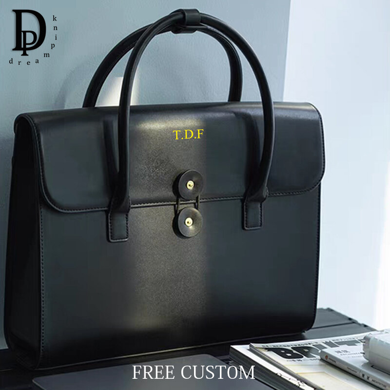 Luxus Design Mode Leder Einkaufstasche große Kapazität benutzer definierte Buchstaben Business Office Laptop-Tasche für Frau ol Student Aktentasche