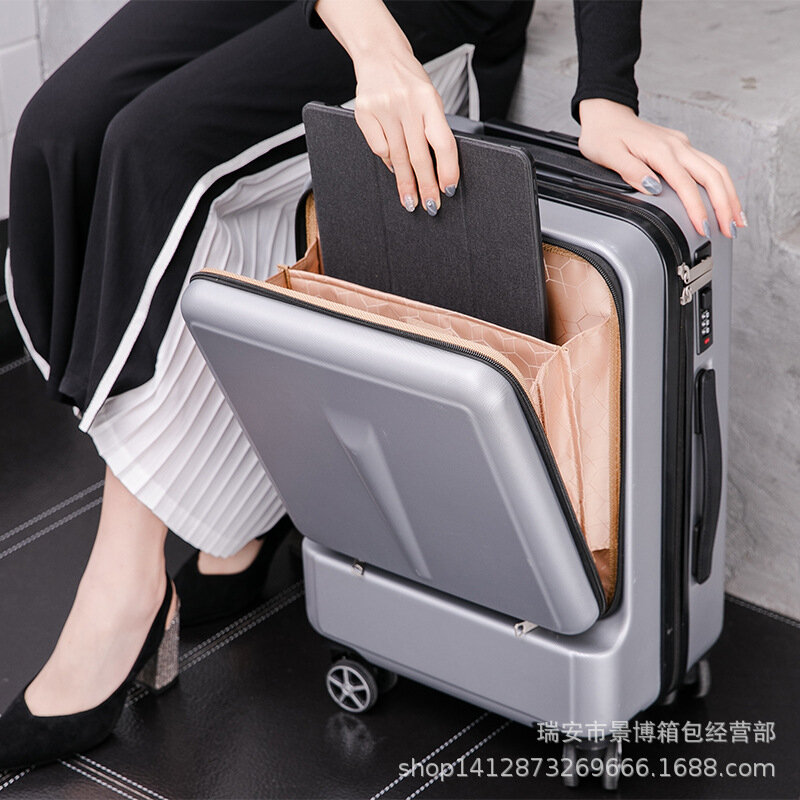 Business Trolley Case Front Computer Bag Luggage Universal Wheel Male and Female Student  Boarding Password Suitcase