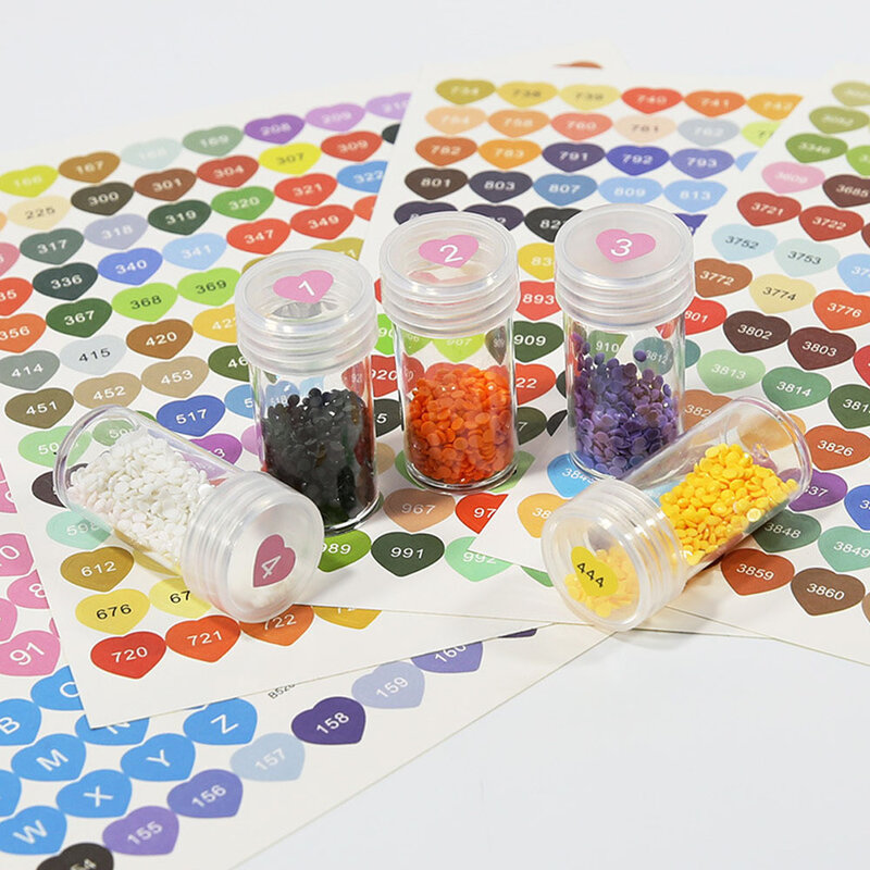 DMC stiker warna dengan 24/20/10 buah kotak penyimpanan manik-manik botol penyimpanan berlian DIY Aksesori lukisan berlian, Kit botol manik-manik