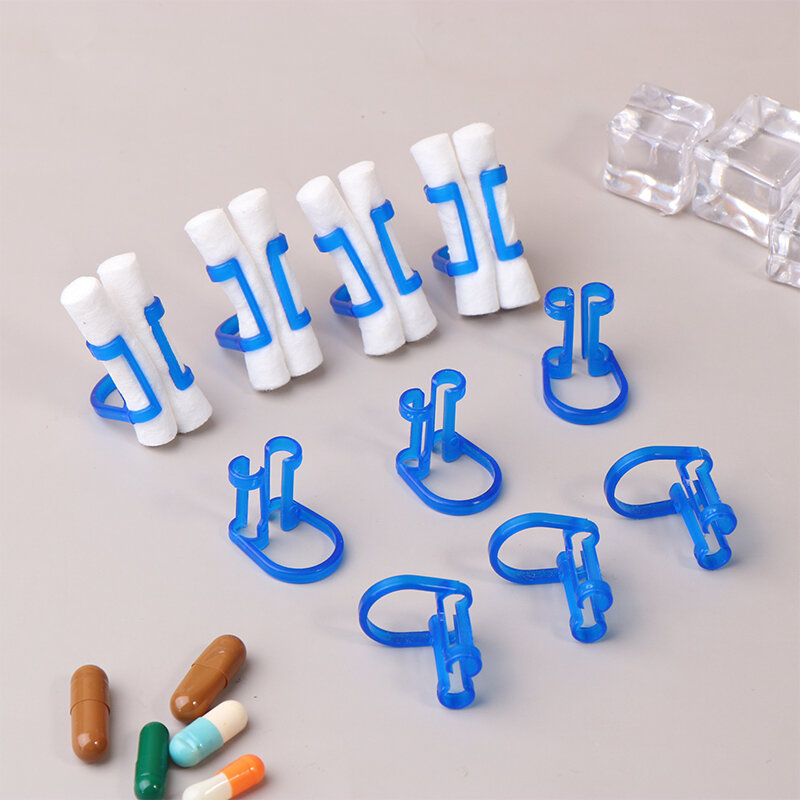 Grampo dental ortodôntico do rolo do algodão, ferramenta azul plástica do isolador, suporte descartável, fontes do laboratório da clínica do dentista, 10Pcs