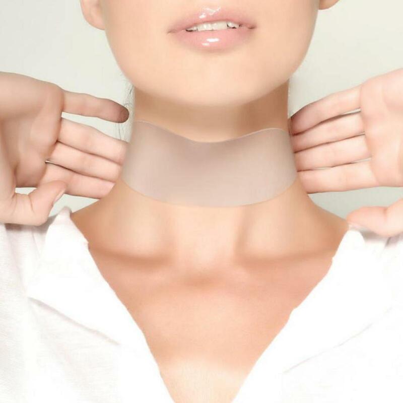 Stiker leher silikon Anti Keriput, 1 buah stiker silikon Anti Keriput dapat digunakan kembali, bantalan pel penghilang keriput stiker dahi leher