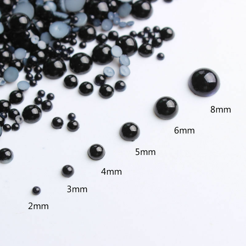 100pcs Half Round Nail Charms Beads Decoration 3D Flatback Pearls For Nail Art Punk Style DIY Manicure Accessories*1mm/2mm/3mm