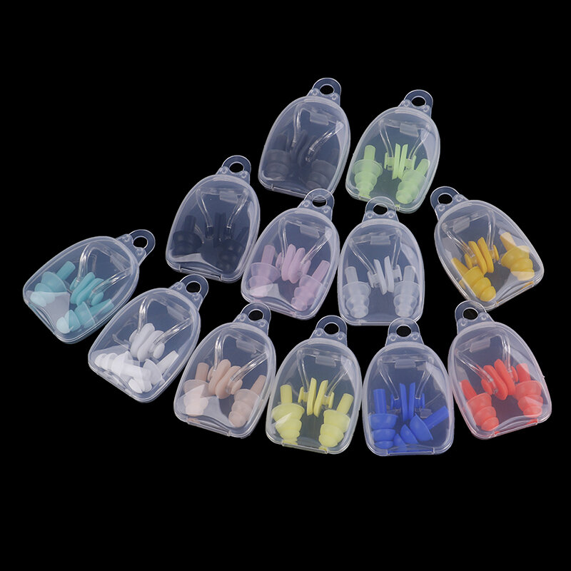 부드러운 수영 귀마개 코 클립 케이스, 방수 보호 귀 플러그, 부드러운 실리콘 수영 다이빙 용품