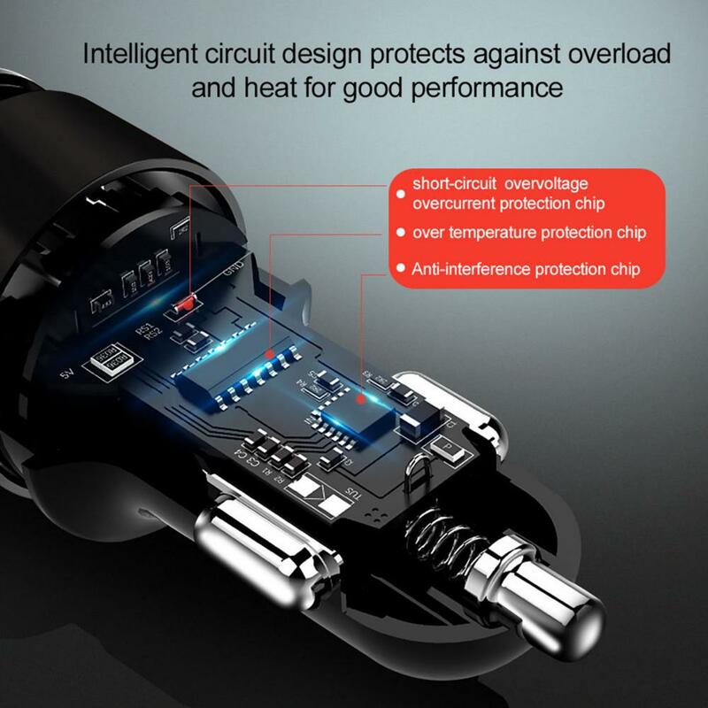 Профессиональное автомобильное зарядное устройство USB, автомобильное зарядное устройство с многоуровневой защитой, двойной USB стабильный выход, зарядное устройство, источник питания