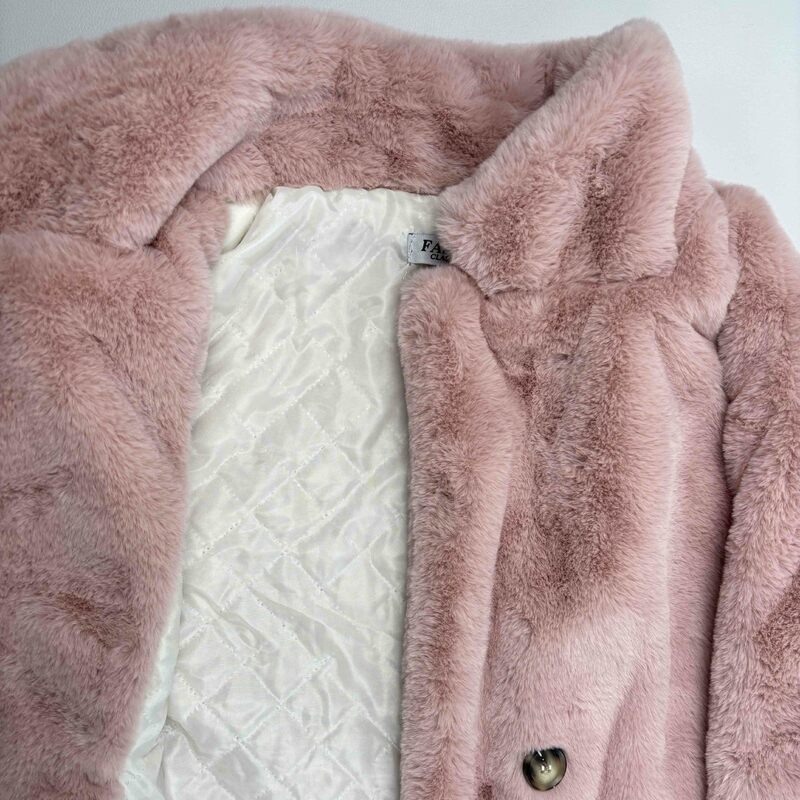 非常に暖かいふわふわのフェイクファーコート,裏地付きジャケット,豪華なミンクの裏地付きジャケット,韓国の雪パッド入り,冬