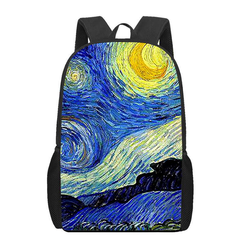 Van Gogh artystyczny obraz drukowana 3D szkolna plecak dla chłopców dziewcząt nastolatka torba książka dla dzieci codzienna torba na ramię plecak o dużej pojemności