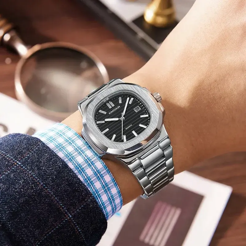 2024 Luxury Watches Men Top Brand High Quality Stainless Steel Fashion Waterproof Calendar Quartz Watch Men Relogio Masculino