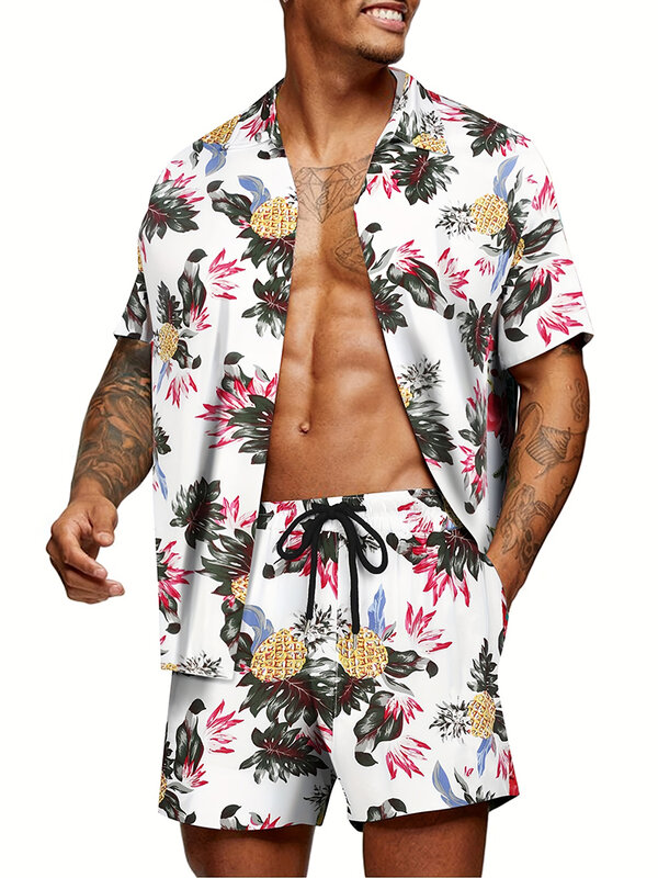 Мужская рубашка и шорты с коротким рукавом в гавайском стиле