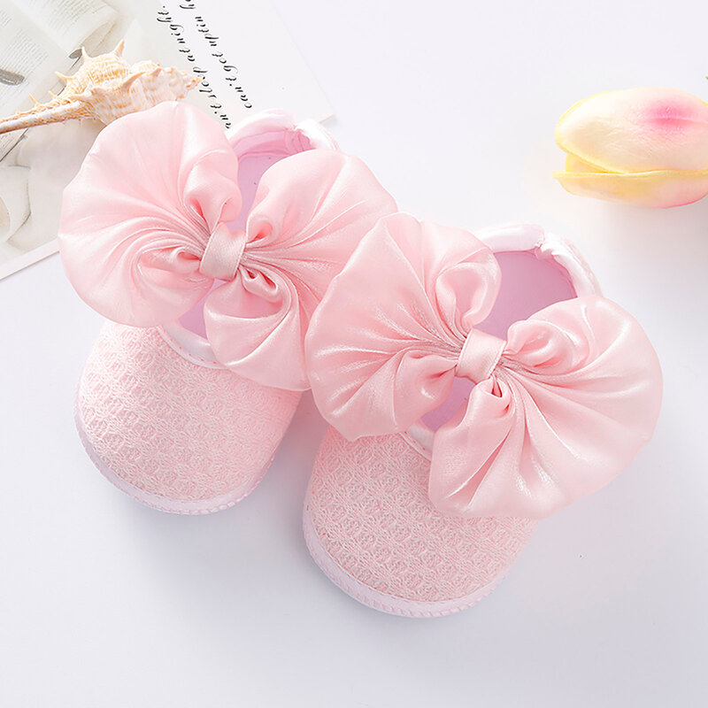Sapatos de princesa bowknot para bebês, primeiros caminhantes, sapatos macios, prewalker infantil, 2022