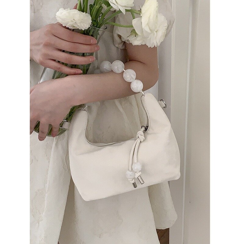 Xiuya-Sacs à main à perles pour femmes, sac à bandoulière élégant, style chinois, sac initié esthétique, tendance douce et mignonne, mode féminine, 2024