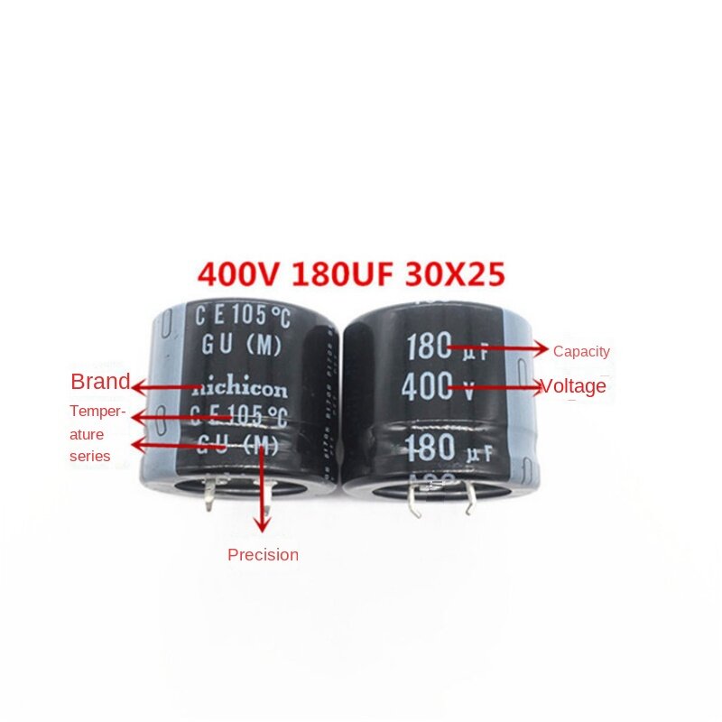 Condensador nichicon japonés, 400V180UF, 30X25, 180UF, 400V, 30x25 GU, 105 grados, 1 piezas