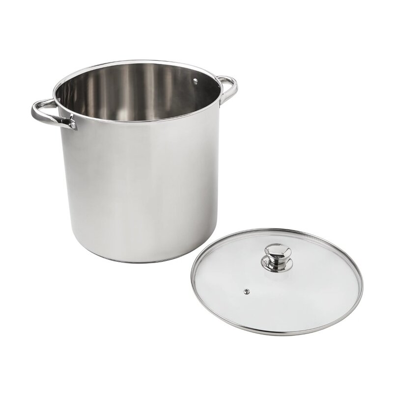 Stainless Steel 16-Quart Stock Pot with Glass Lid