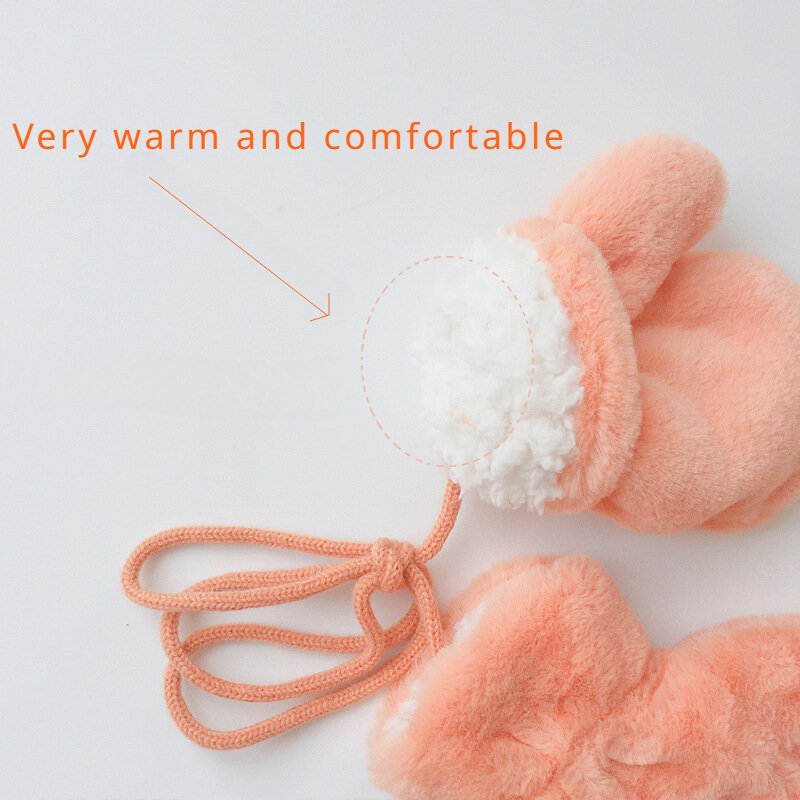 1 Pair Kids Glove Boy Girl Korean Fashion Cartoon Bear Newborn Mittens for Kids Toddler Outdoor Warm Glove Winter Accessories