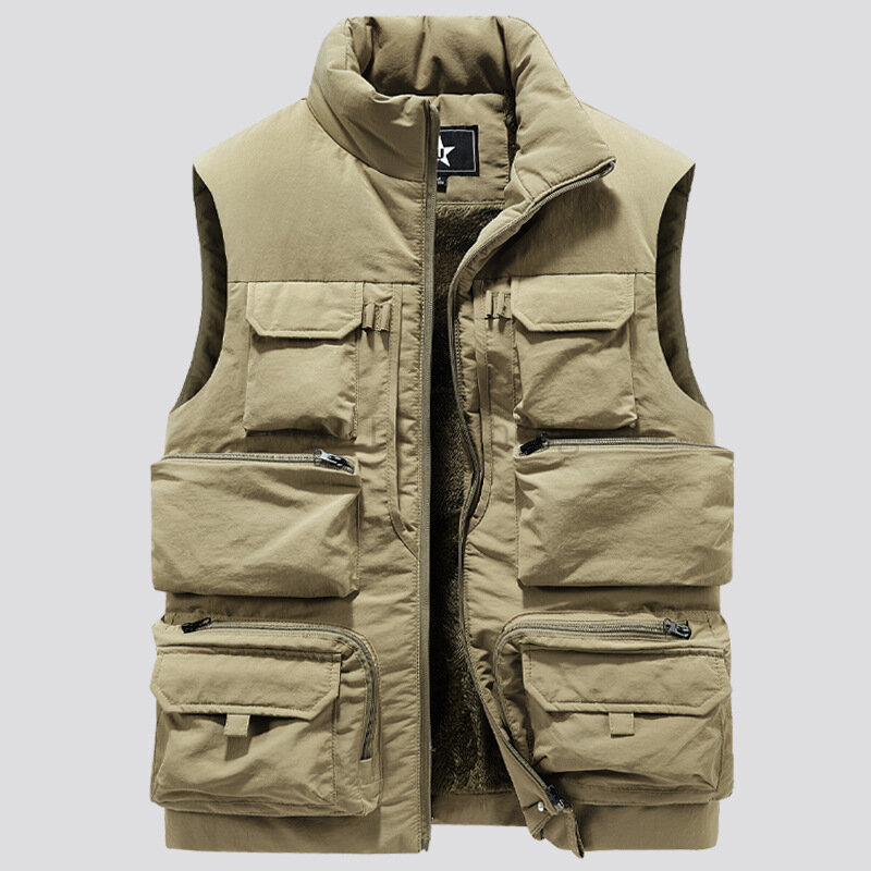 Heren Vest Jas Winter Mouwloze Jas Gilet Dikke Warme Fleece Werkkleding Tops Cargo Vest Windjack Fashion Big Size