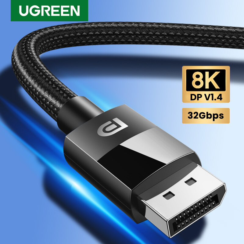 Ugreen Displayport 8K DisplayportสำหรับHP/DELLแล็ปท็อป8K/60Hz 4K/144hz Displayport 1.4 8K DisplayPort To DisplayPort