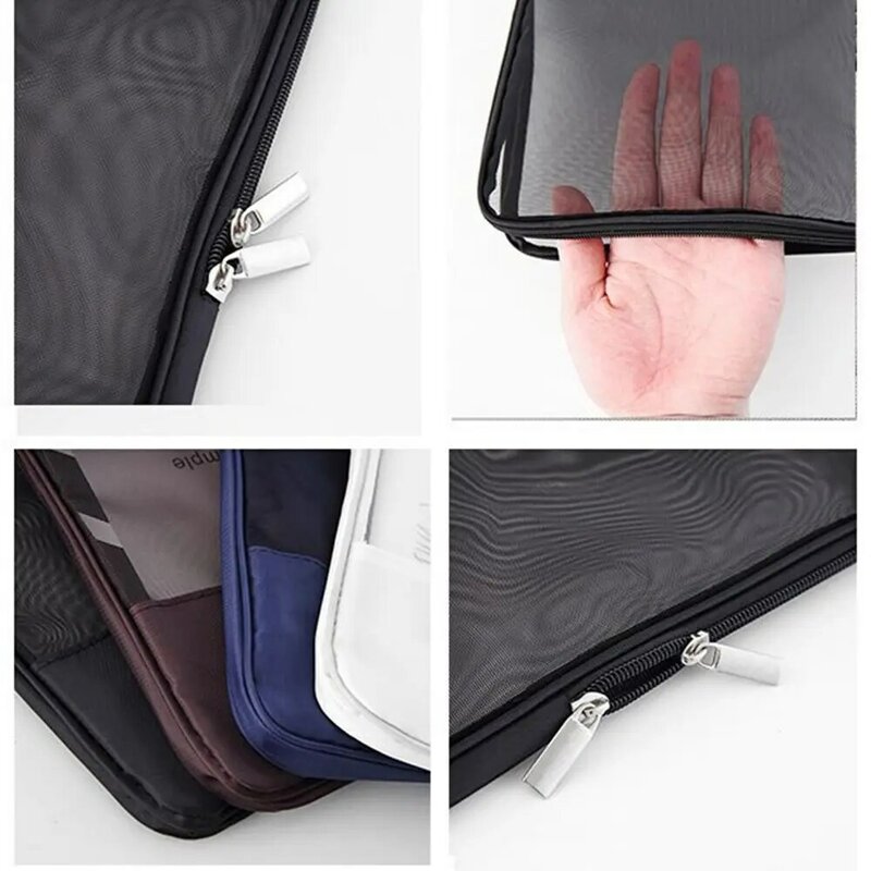 Zipper Business Mesh Bag Briefcases Storage Wallet Document Organiser A4 File Folder Bag Expanding Wallet Grid File Bag