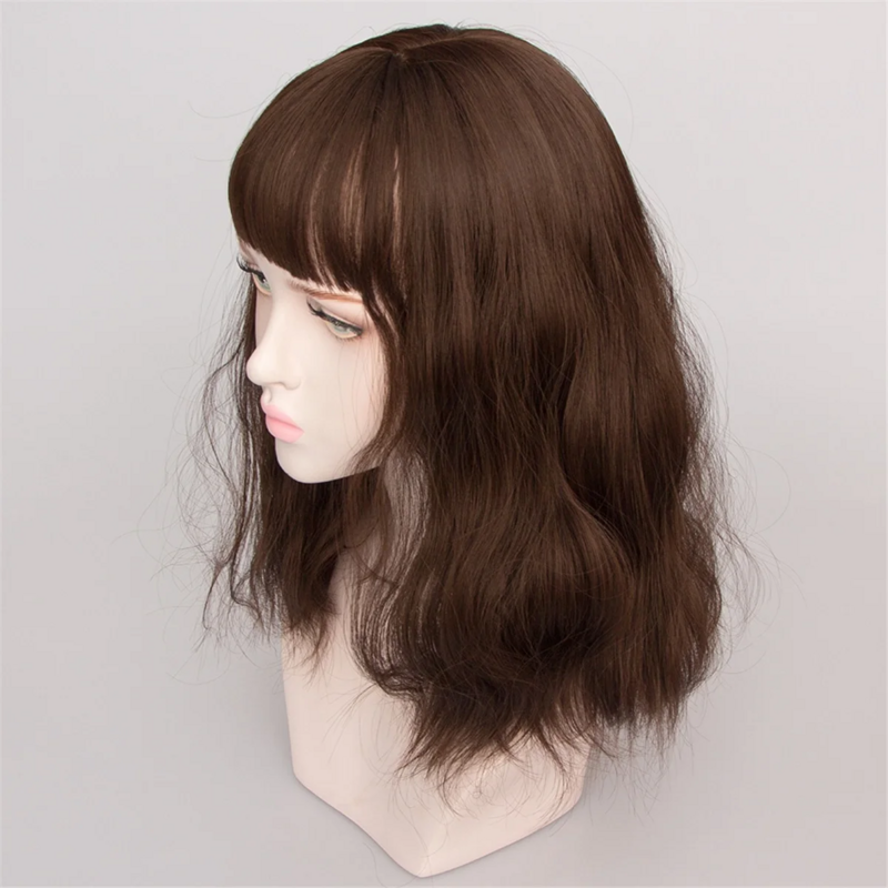 Женский парик Боб Bobo с челкой, естественный длинный парик Боб, вьющийся парик для повседневной корейской версии