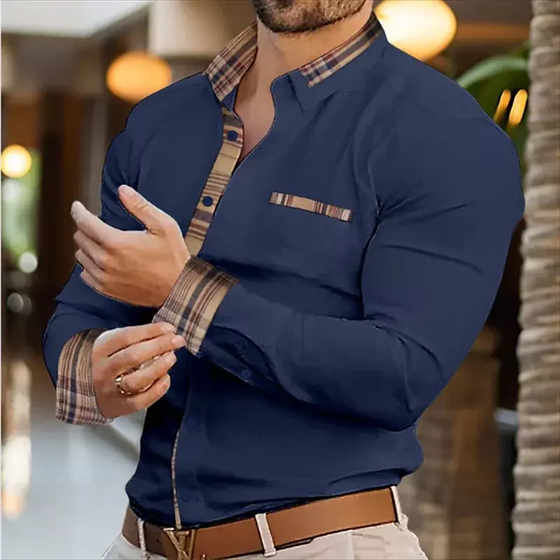 Elegante uomo Business risvolto ufficio Casual Outdoor Street Top per uomo camicia morbida e confortevole vintage top per uomo