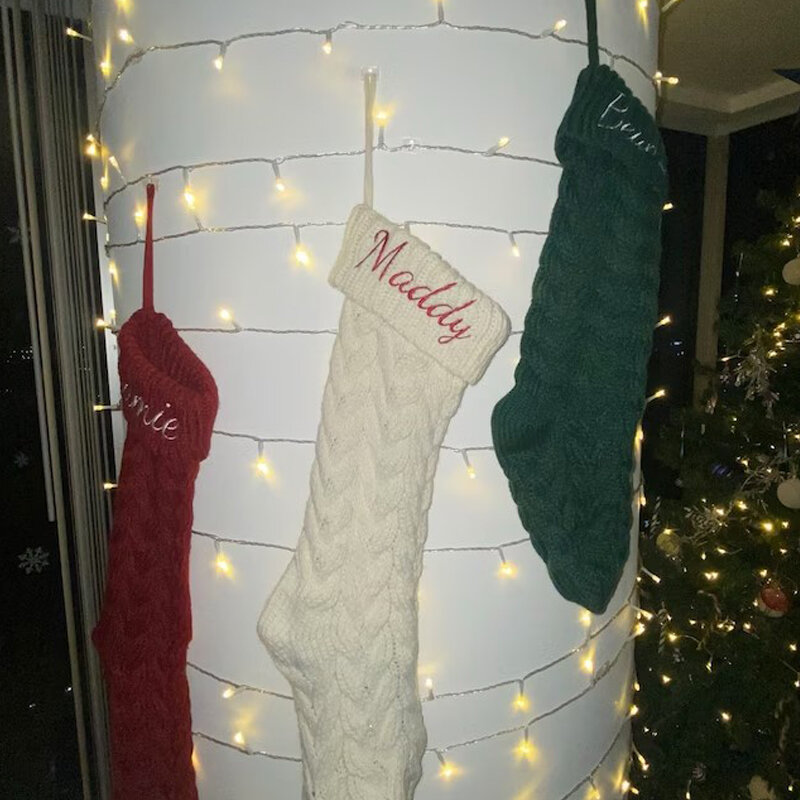 Bordado Malha Meias De Natal, Saco De Presente De Lã, Suprimentos Decorativos