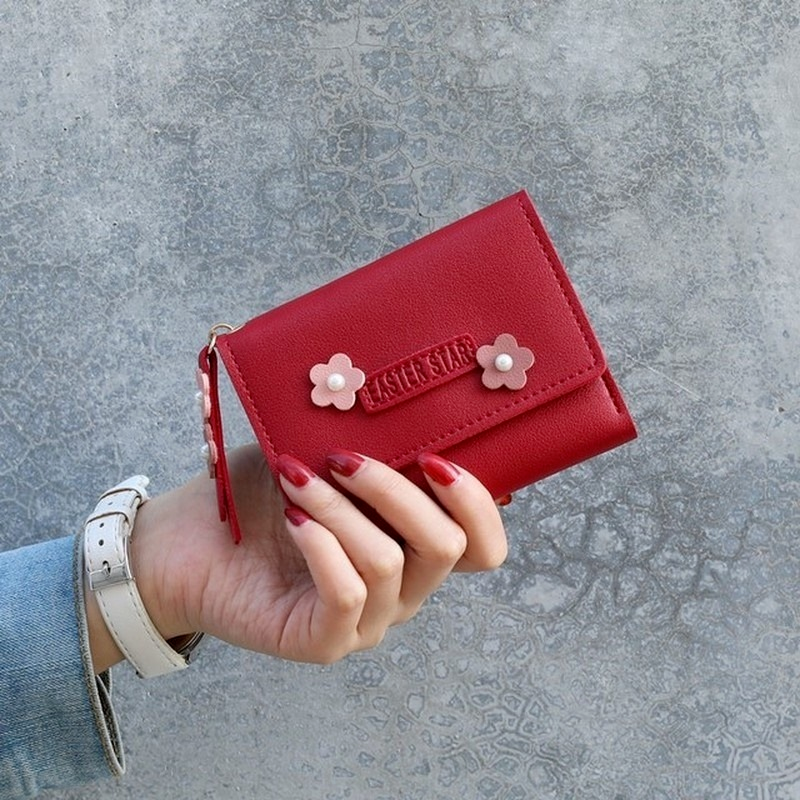 Breve giapponese e coreano fibbie morbido portafoglio moda Mini Fold Card Bag semplice nuova piccola borsa