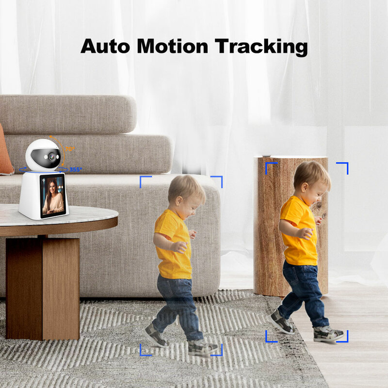 Srikome Monitor bayi kamera IP Keamanan Pengawasan dengan layar 2.8 inci kamera pelacak manusia warna visi malam kamera dalam ruangan