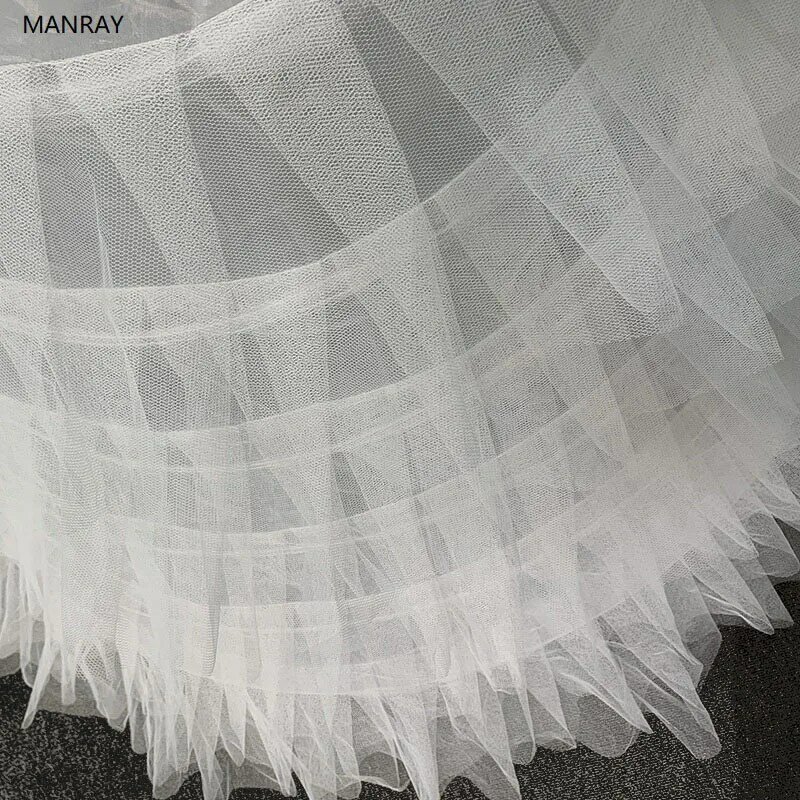 MANRAY-Anágua para mulheres, saia branca, 6 aros, vestido de noiva para casamento, vestido de babado grande, saia, tule fofo, ajustável