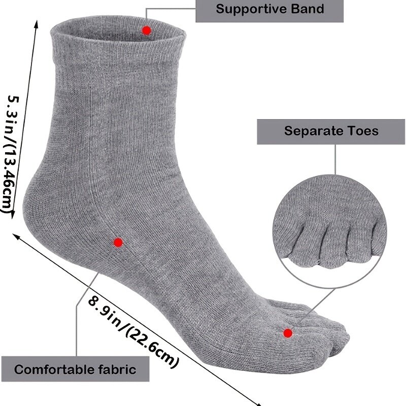 5/10 Pairs Mens Mid-Tube Toe Socks Fashion Comfortable Sweat-Absorbing Cotton Business Socks Breathable Elastic Sports Socks
